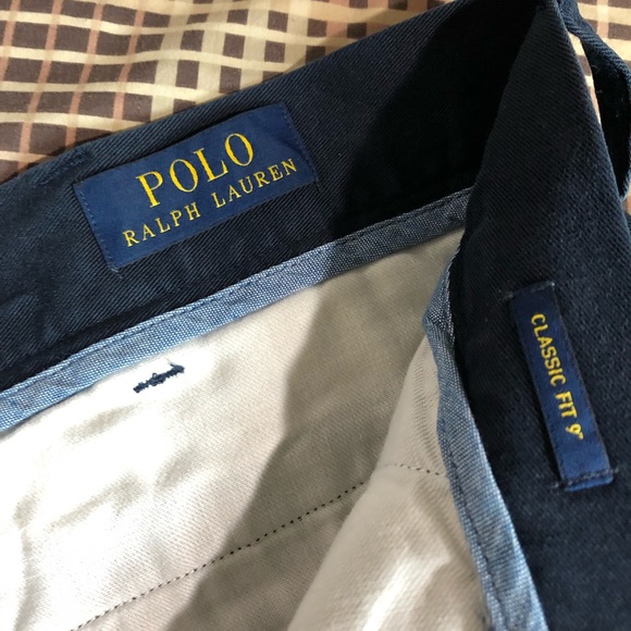 POLO BY RL Shorts Classic Fit Chino 9" Blue Sz 40 - Picture 5 of 5